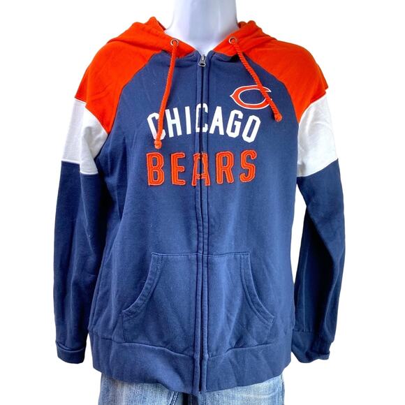 Chicago Bears NFL Fitted Hoodie Sz M Orange Blue - Picture 1 of 4